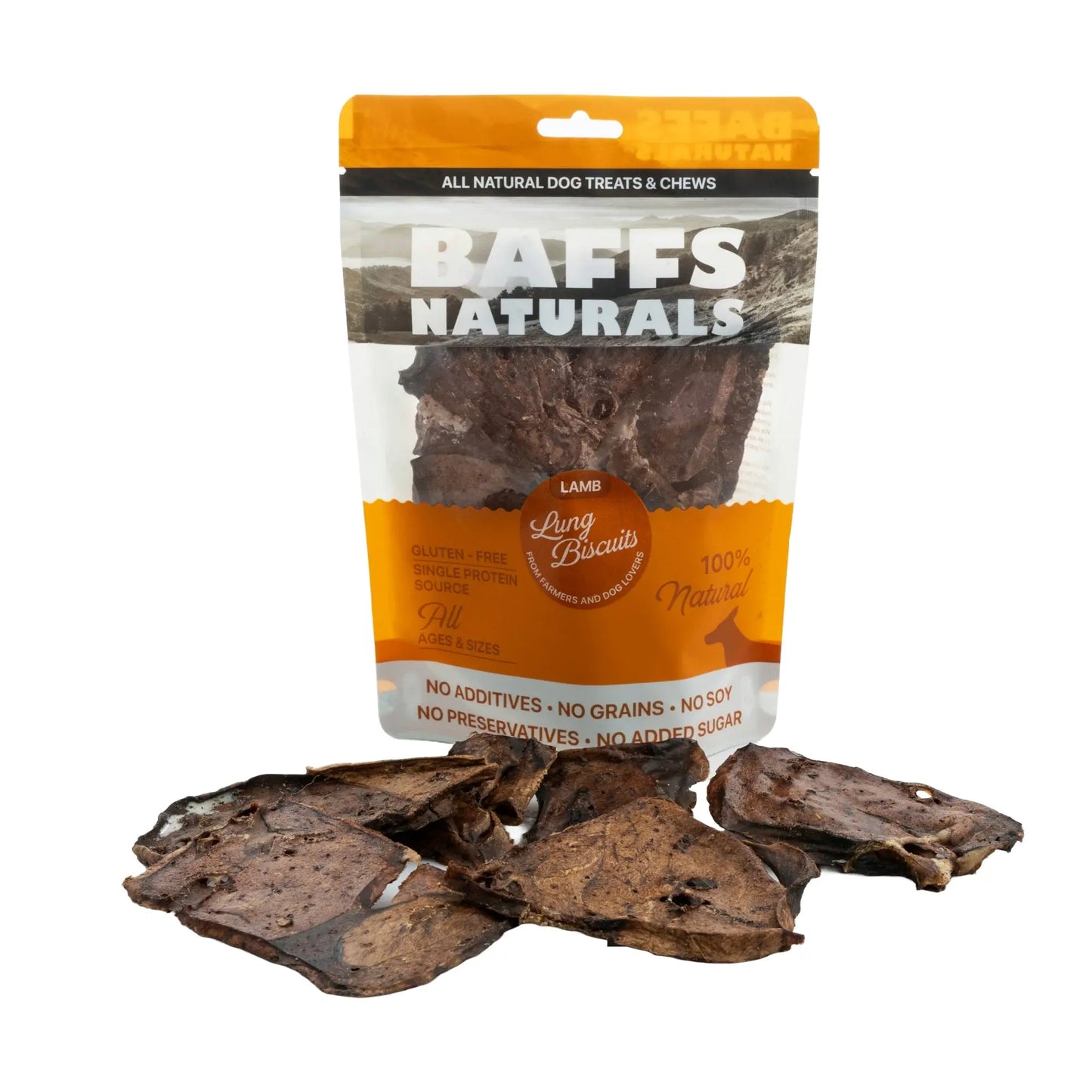 BAFFS NATURALS All-Natural Premium Lamb Lung Biscuits – 2 Pack (4oz Each) American Pet Supplies
