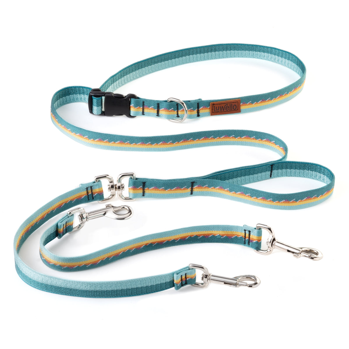 Dog Coupler Leash for Two Dogs, Belted, 3/4'' Width