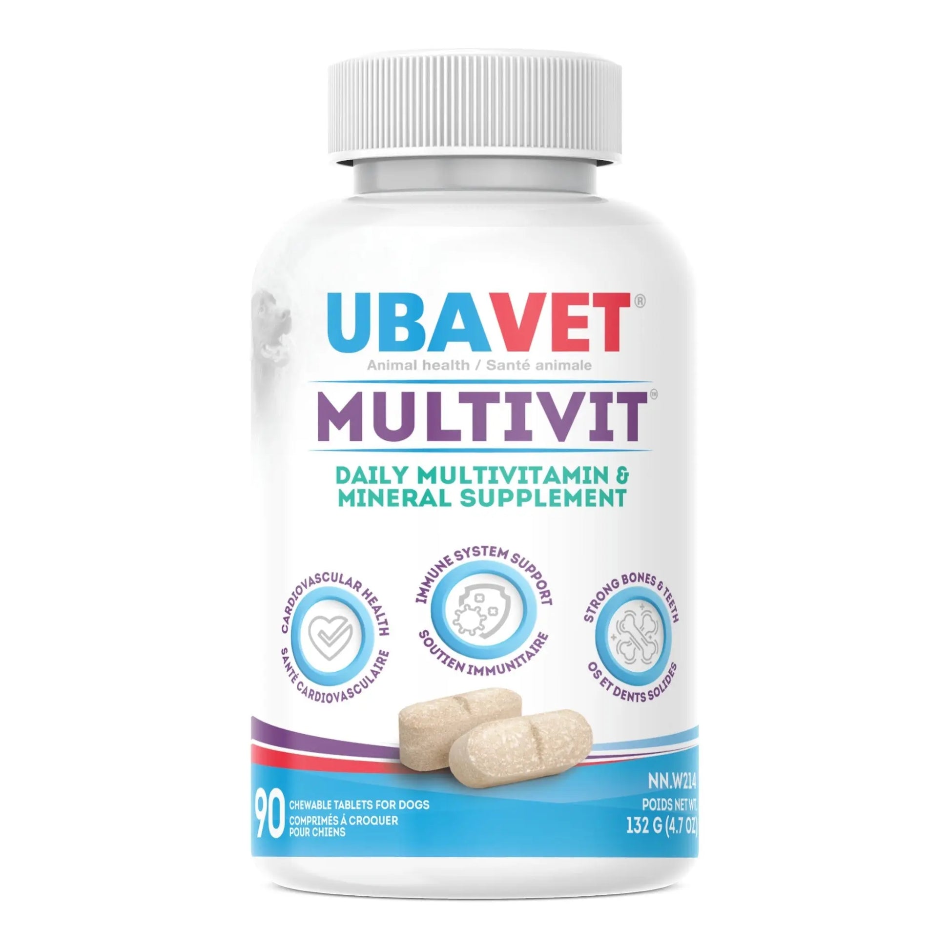 UBAVET MULTIVIT Daily Vitamin and Mineral Tablet for Dogs – Comprehensive Nutritional Support – (90 ct) American Pet Supplies