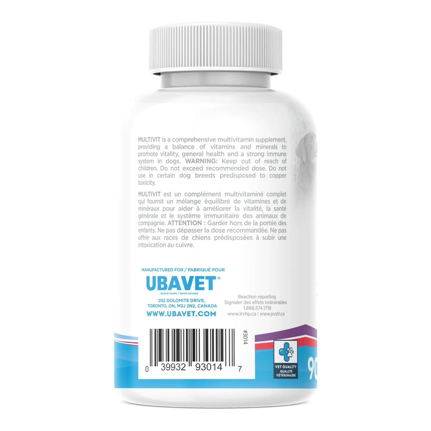 UBAVET MULTIVIT Daily Vitamin and Mineral Tablet for Dogs – Comprehensive Nutritional Support – (90 ct) American Pet Supplies