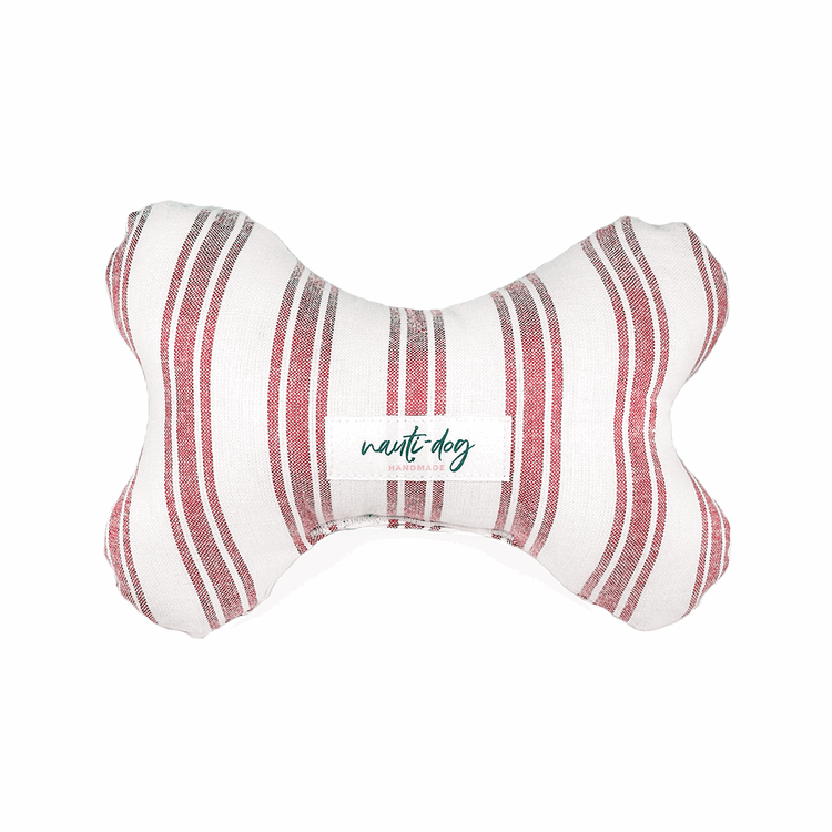 Marblehead Light Farmhouse Stripe Stuffed Squeaker Wubby Dog Toy Nauti-dog Handmade