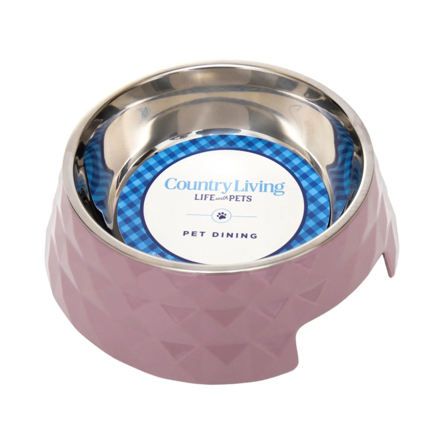 Country Living Set of 2 Diamond Twill Melamine Dog Bowls with Removable Stainless Steel Inserts – Wood Rose American Pet Supplies
