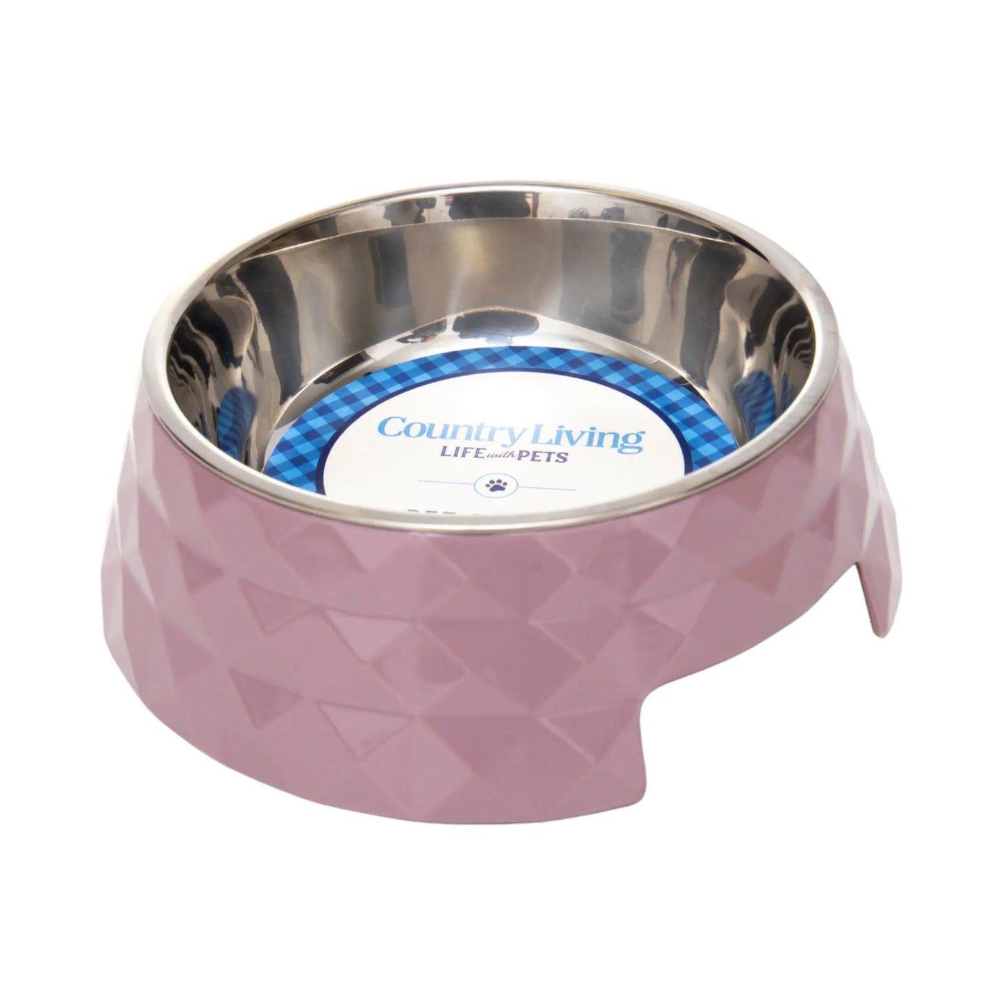 Country Living Set of 2 Diamond Twill Melamine Dog Bowls with Removable Stainless Steel Inserts – Wood Rose American Pet Supplies