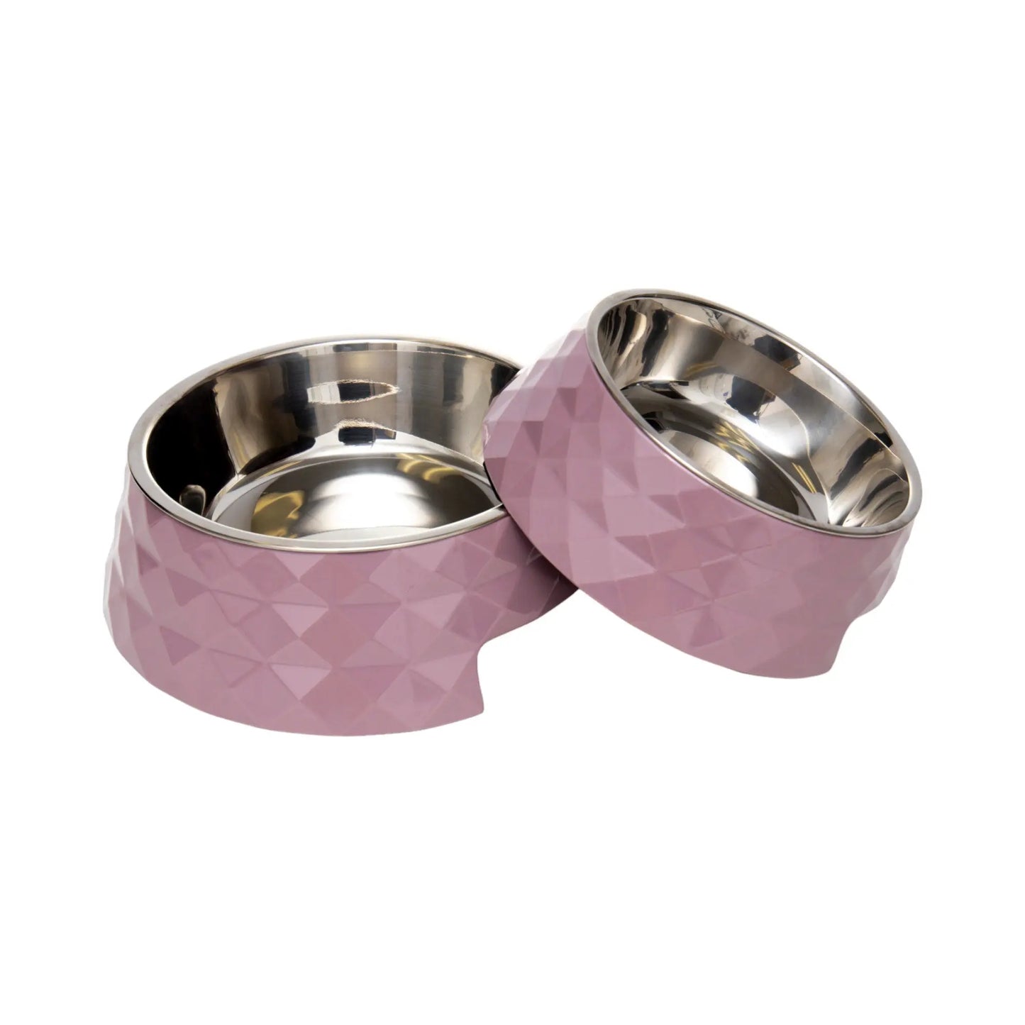 Country Living Set of 2 Diamond Twill Melamine Dog Bowls with Removable Stainless Steel Inserts – Wood Rose American Pet Supplies
