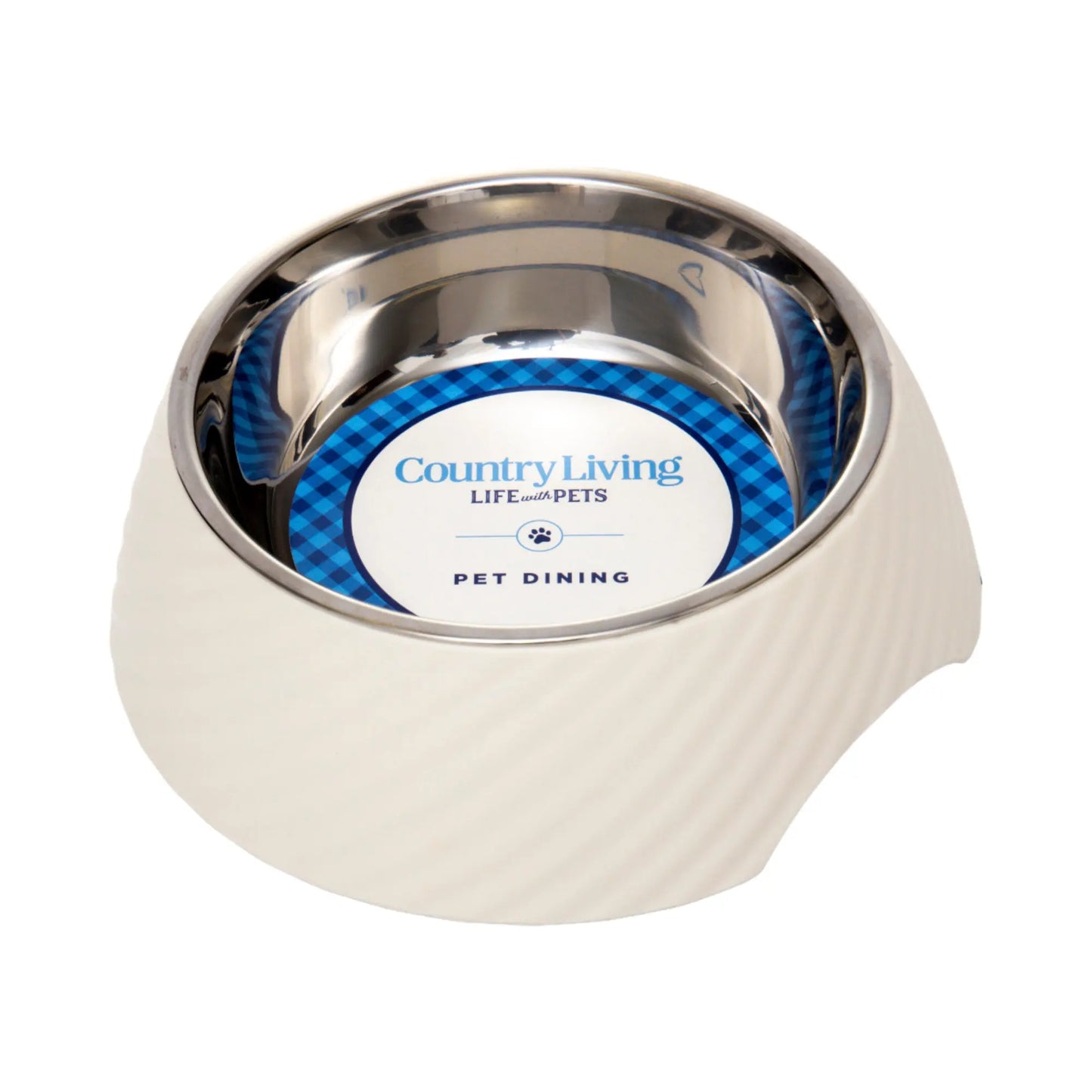 Country Living Set of 2 Round Twill Melamine Dog Bowls with Removable Stainless Steel Inserts – White Swan American Pet Supplies