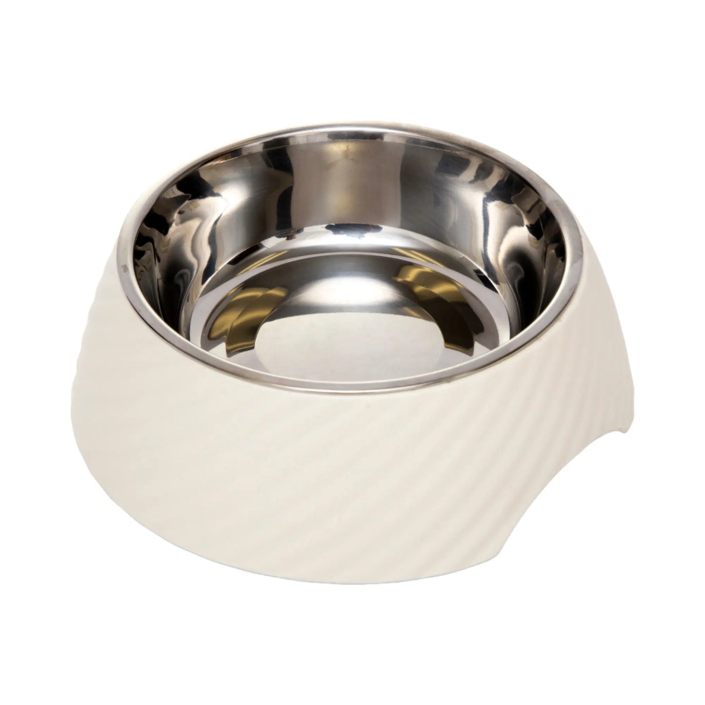 Country Living Set of 2 Round Twill Melamine Dog Bowls with Removable Stainless Steel Inserts – White Swan American Pet Supplies
