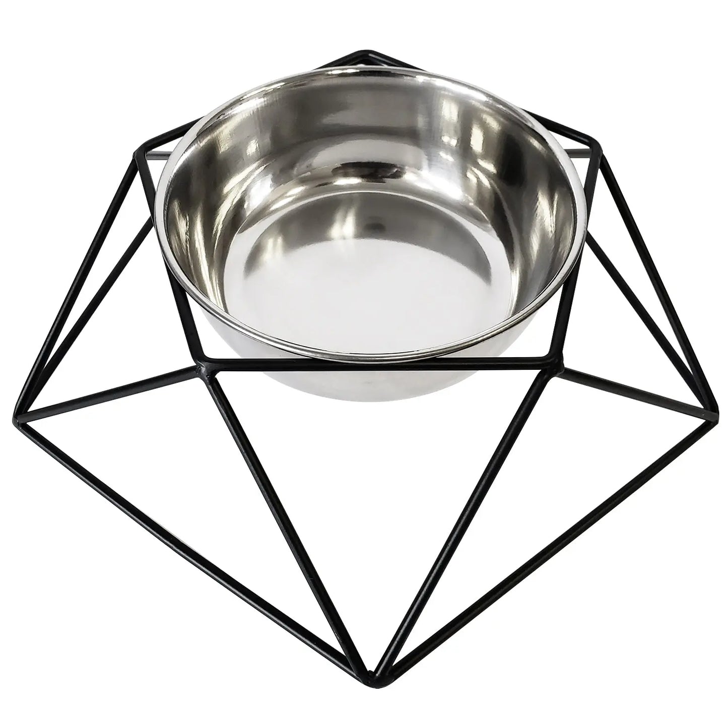 Country Living Elevated Single Dog Bowl Feeder – Geometric Design with Removable Stainless Steel Bowl American Pet Supplies