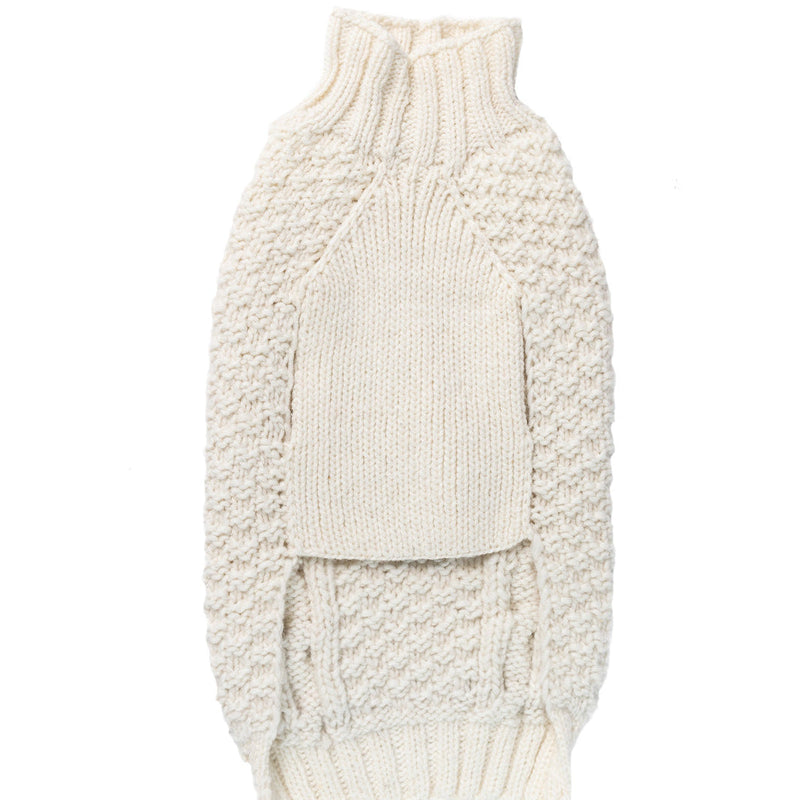 Natural Cable Knit Dog Sweater