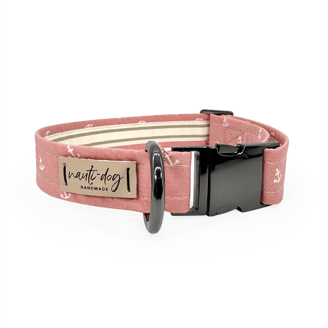 Nauti Rose Pink Girly Anchor Buckle & Martingale Dog Collar Nauti-dog Handmade