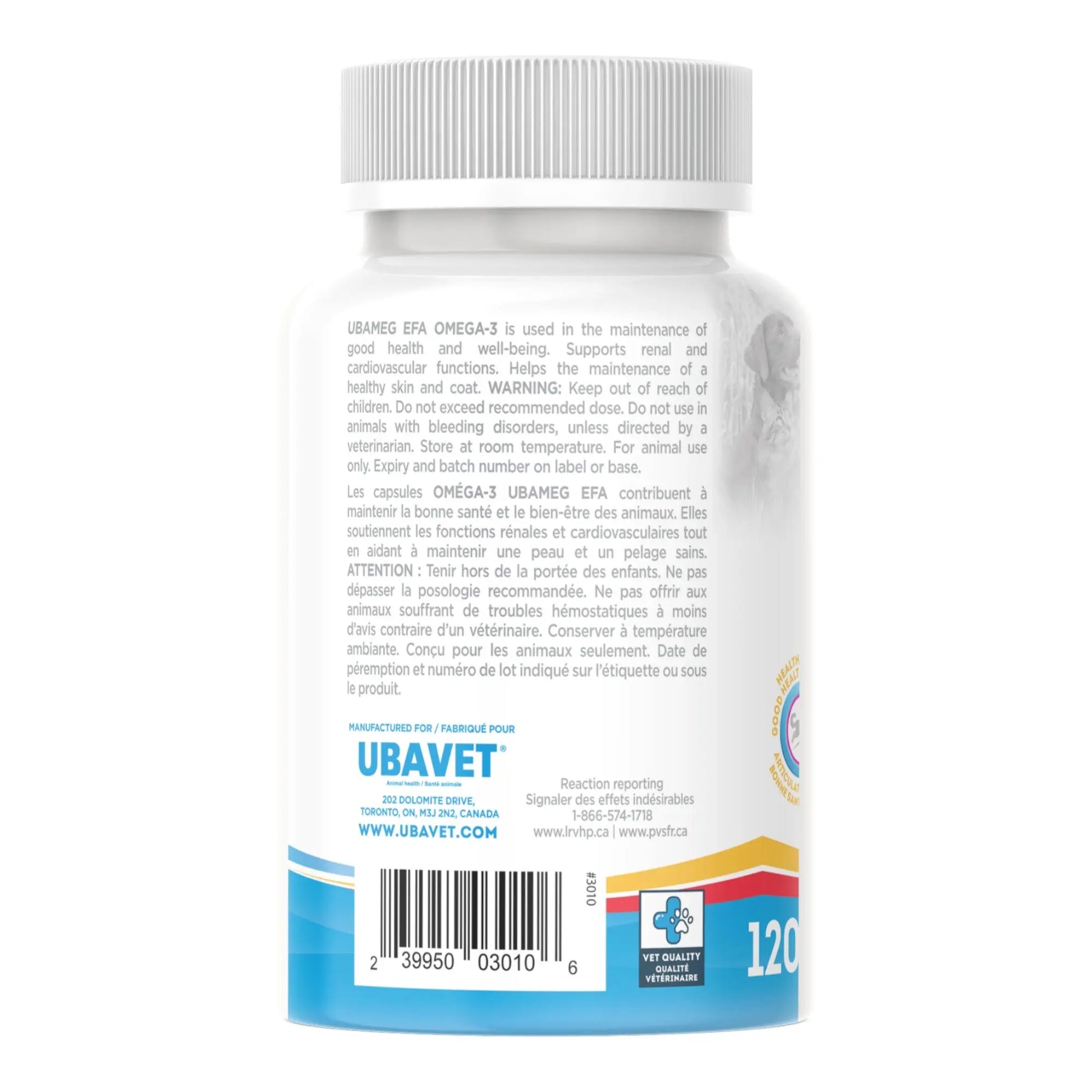 UBAVET Ubameg EFA 1000mg Omega-3 Fatty Acid Capsules for Dogs & Cats (120 caps) American Pet Supplies