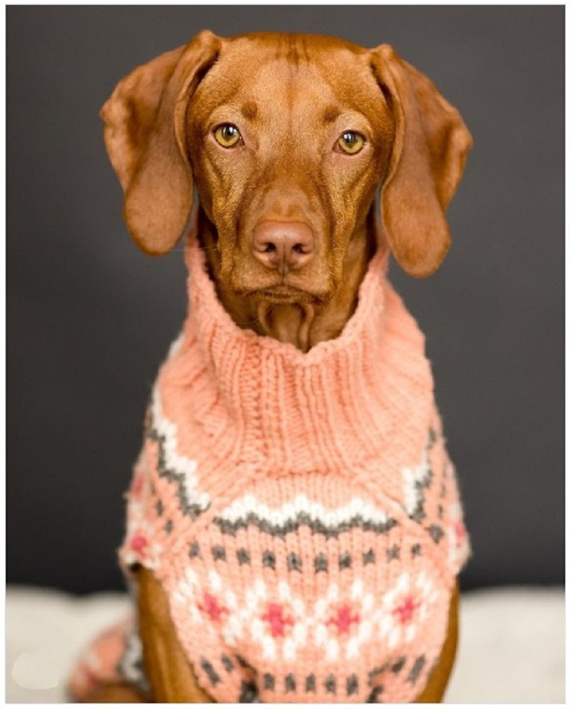 Peach Fairisle Dog Sweater