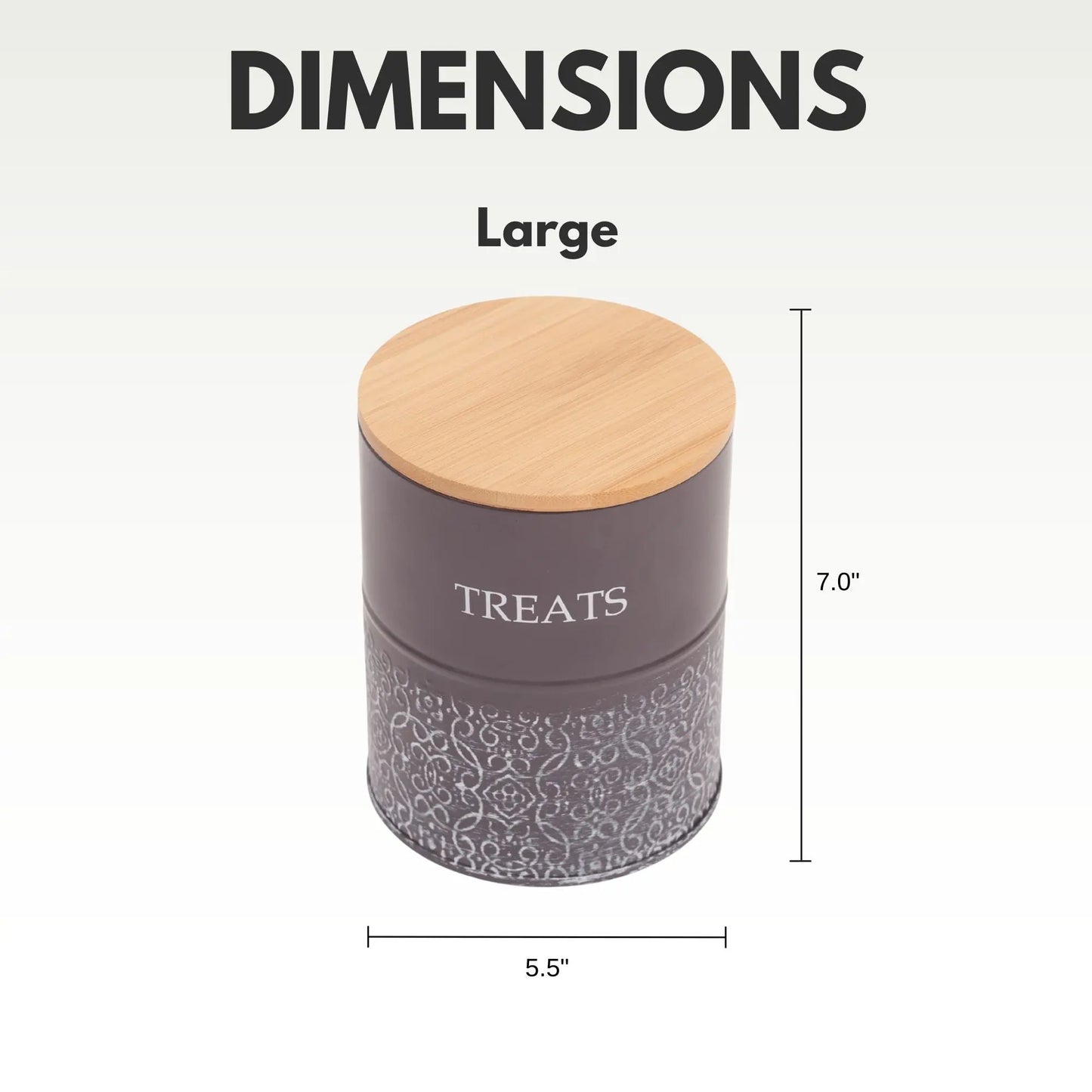 Country Living Dog Treat Canisters - Set of 2 Carbon Steel Jars with Bamboo Lids – Volcanic Gray American Pet Supplies