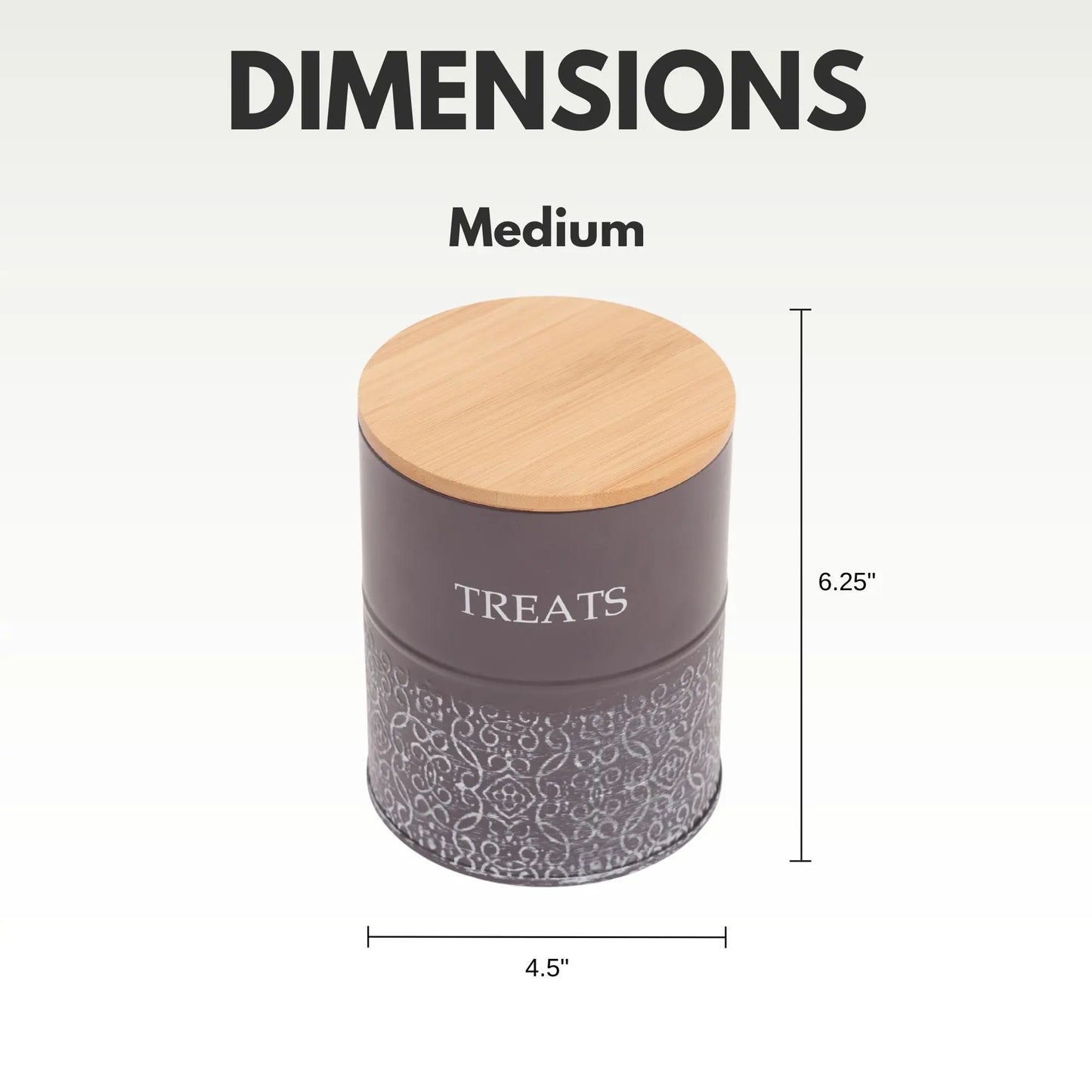 Country Living Dog Treat Canisters - Set of 2 Carbon Steel Jars with Bamboo Lids – Volcanic Gray American Pet Supplies