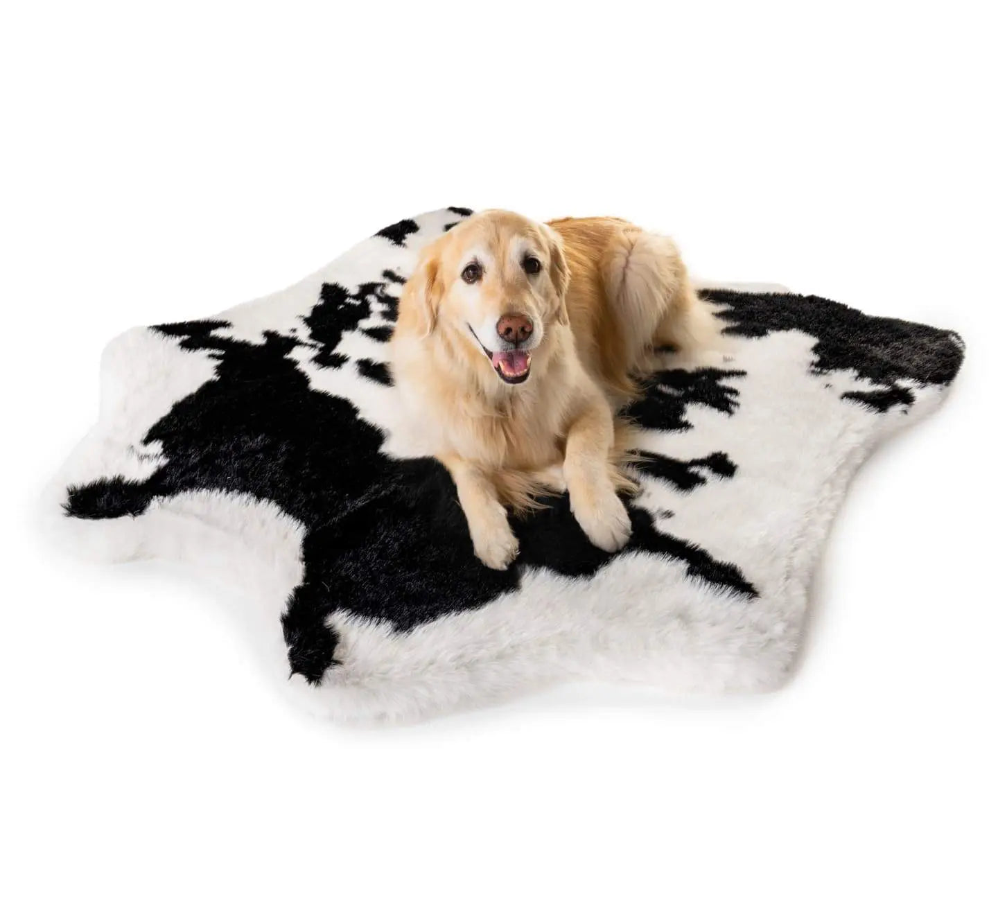 PupRug™ Animal Print Memory Foam Dog Bed - Black Faux Cowhide Paw.com