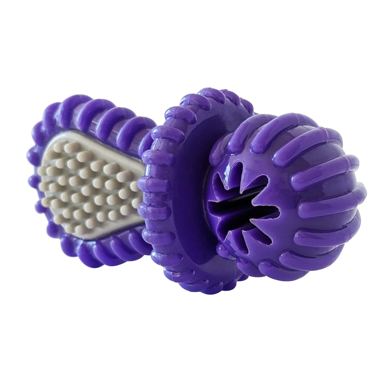 Purple Rubber Dental Pacifier Dog Toy – Ridges, Treat Hole & Durable Design American Pet Supplies