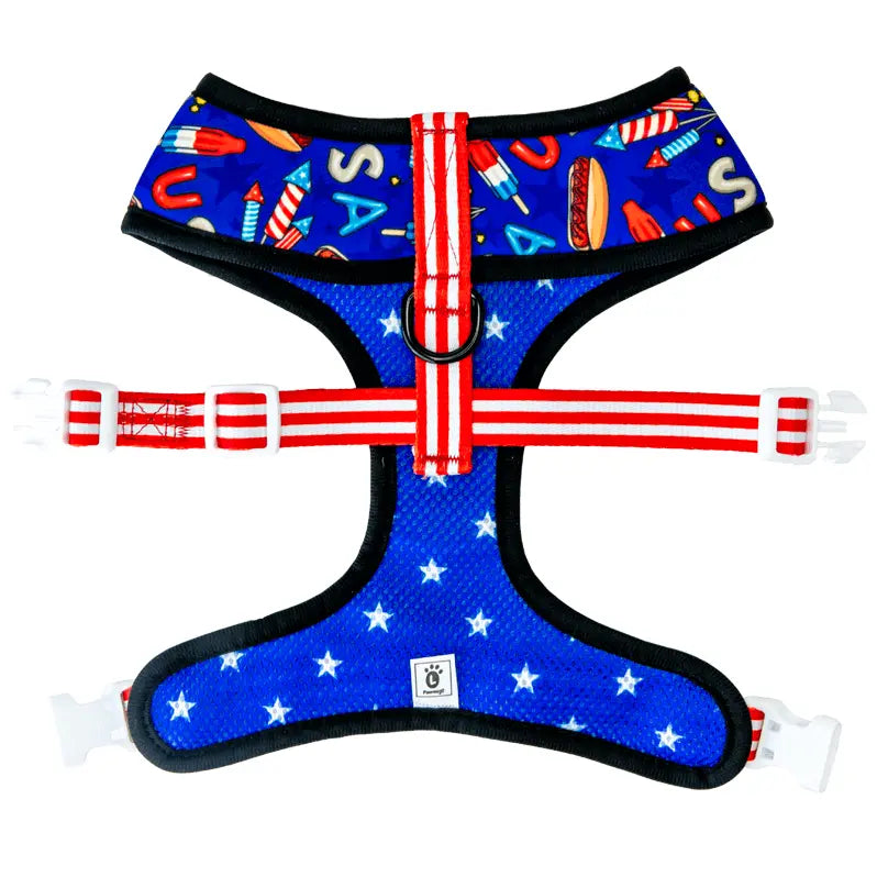 Red, White & Bark Reversible Harness Pawmigo