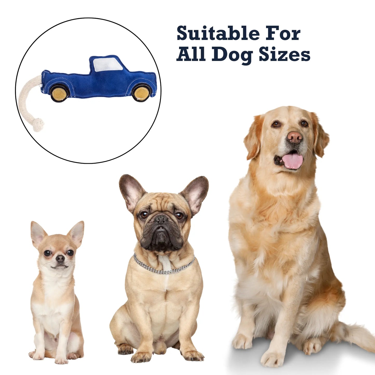 Country Living Faux Leather Blue Pickup Truck Dog Chew Toy, Durable, Safe and Non-Toxic American Pet Supplies