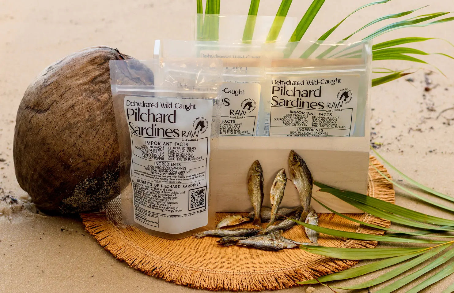 Dehydrated Wild Caught Pilchard Sardines for Cats & Dogs — 100% Single Ingredient | Raw Instincts Florida | 2 oz Raw Instincts