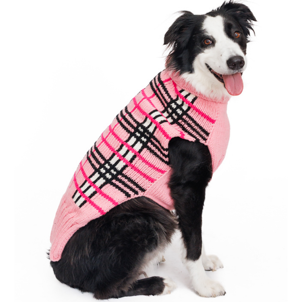 Derby Pink Plaid Dog Sweater