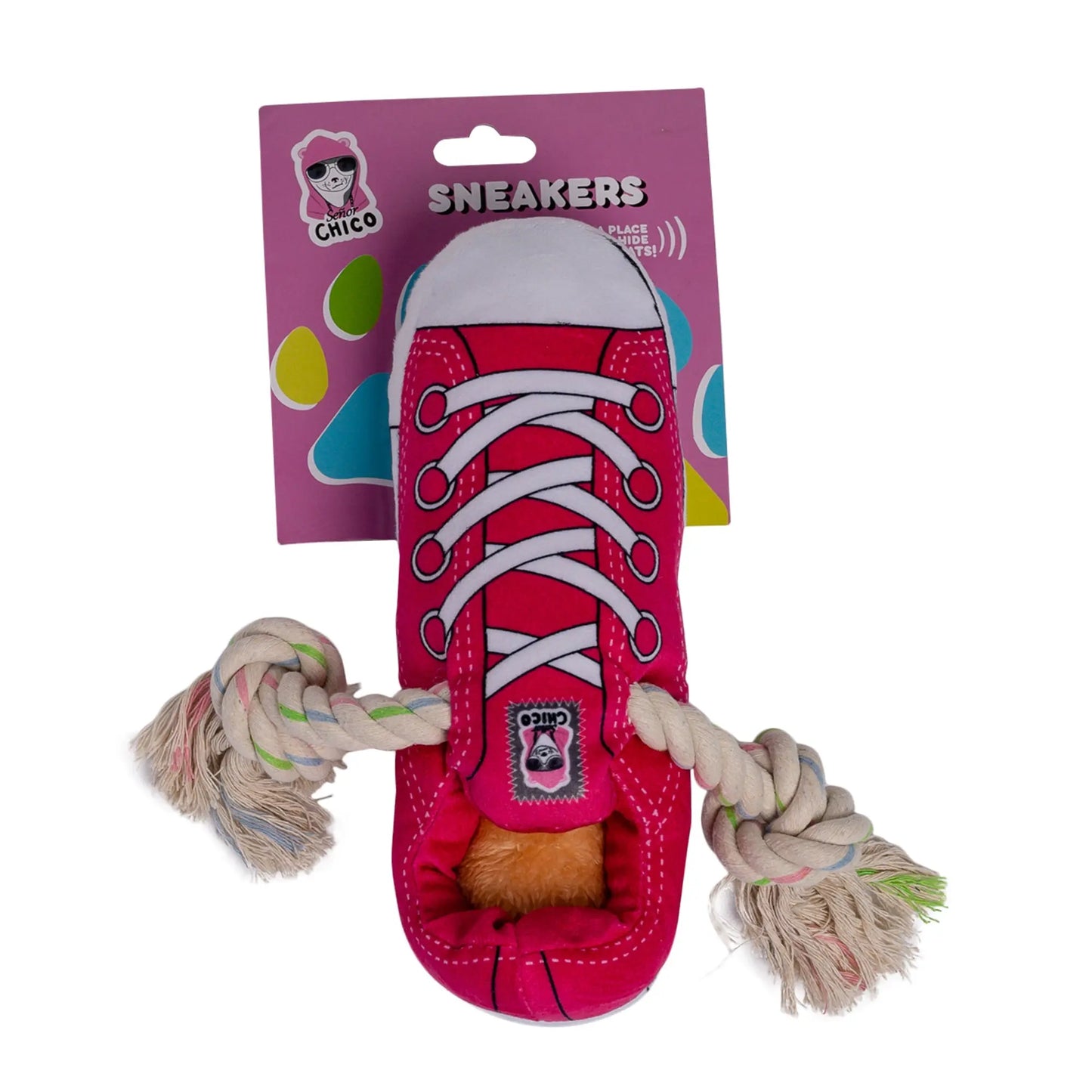 Squeaky Comfort Plush Sneaker Dog Toy – with Treat Compartment, Safe & Durable – Pink American Pet Supplies