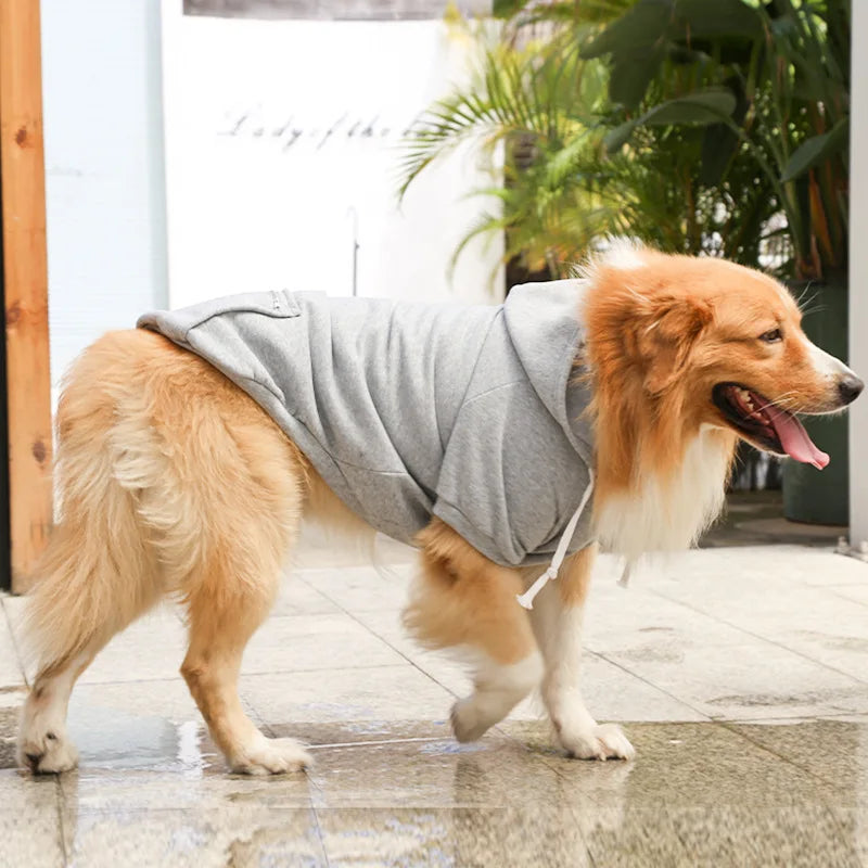 Pet Hoodies for Large Dogs Spring and Autumn Fleece Golden Retriever Sweatshirt with Hat and Zip Pocket Pet Clothing