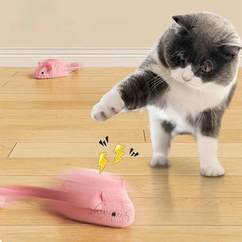 New Interactive Mouse Plush Cat Chew Toys Boredom Interactive Plush Toys Kitten Game Indoor Plush Mice Luminous Toys For Cats
