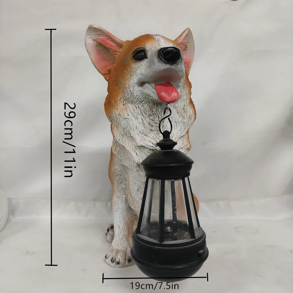 GoldenRetriever GermanShepherd Rottweiler,Statue Outdoor with SolarLed Home GardenDecoration Windproof Lamp RealisticDog Decor