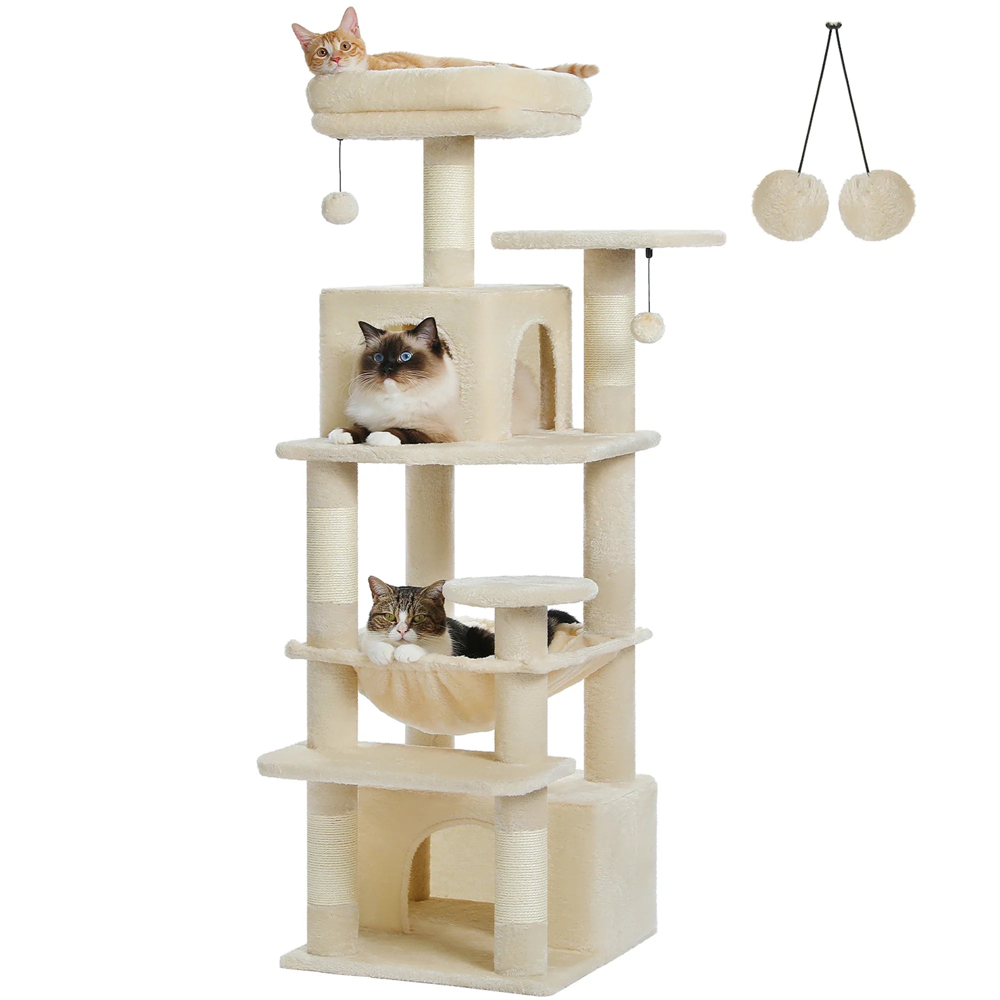 PAWZ Road 72" Large Cat Tree Tower with Hammock and Condo