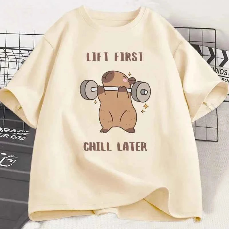 Capybara Gym T-Shirt Women Sports Tee Workout Fitness T Shirt Top Unisex Softstyle Women Tshirt Clothes Women Clothing
