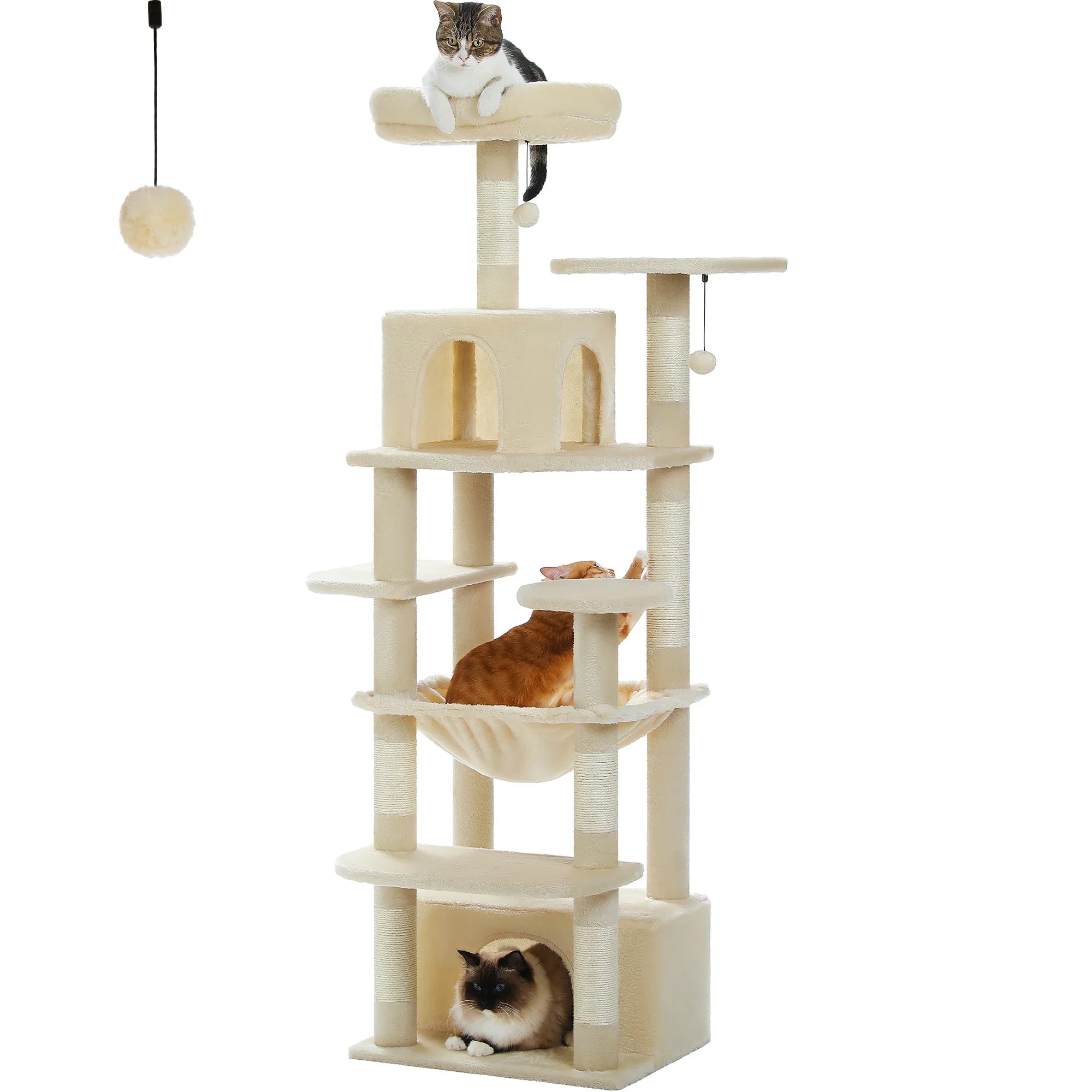 PAWZ Road Large Cat Tree Tower - 72" Multi-Level with Condo Grey
