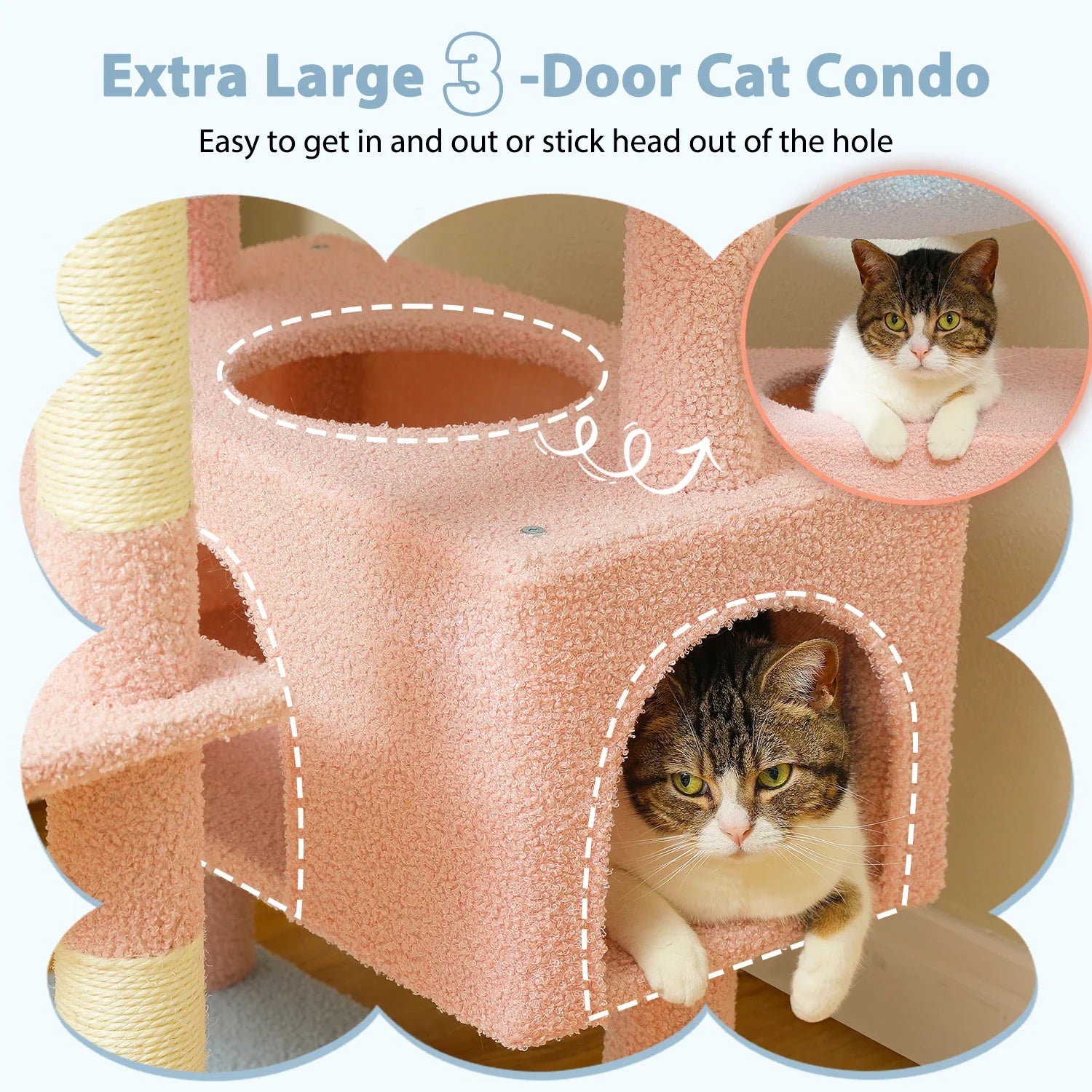 Pequlti 72" Multi-Level Cat Tree Tower with Condo & Hammock