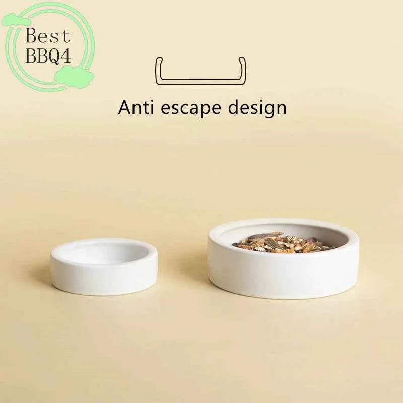 (BBQ4)Reptile Food Bowl Anti-Escape Ceramic Feeder Dish Black Reptile Water Bowl For Hermit Crab Gecko Chameleon Corn Snake