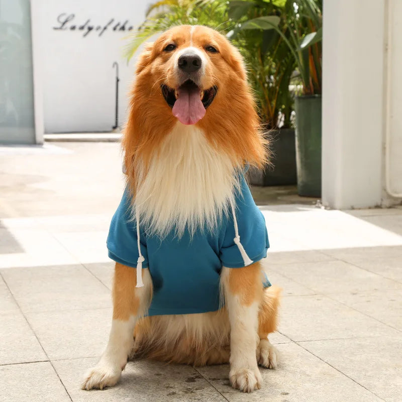 Pet Hoodies for Large Dogs Spring and Autumn Fleece Golden Retriever Sweatshirt with Hat and Zip Pocket Pet Clothing