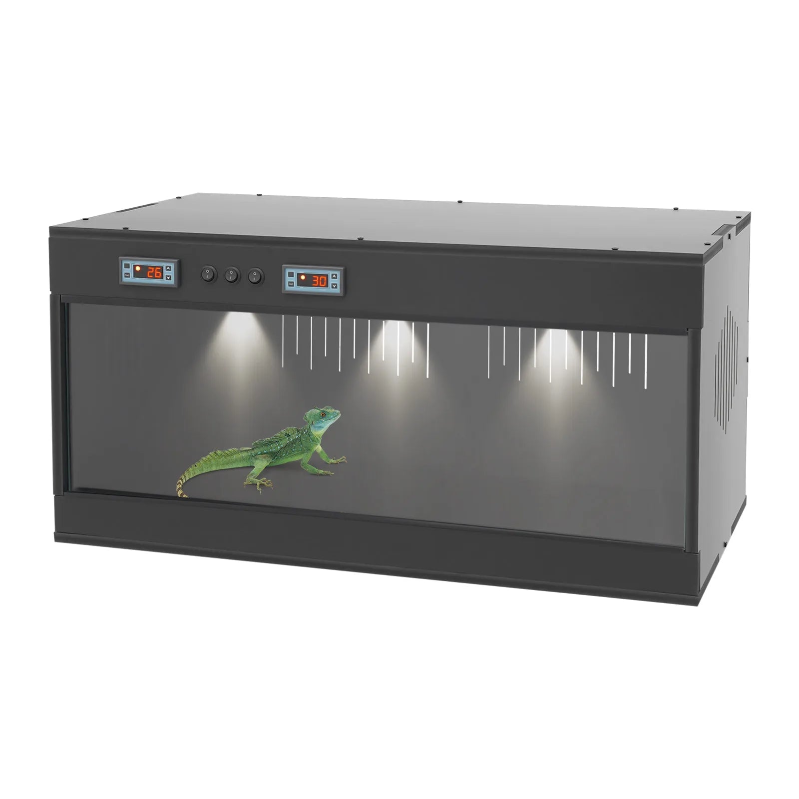Reptile Lounge Habitat with Glass Sliding Door and Intelligent Thermostat 80*40*40cm Reptile Breeding Box LCD Reptile Pet Box