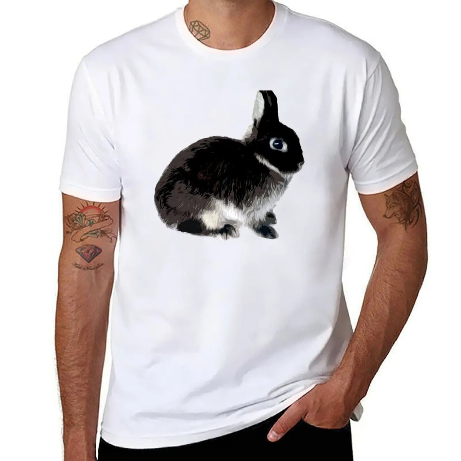 Black Otter Netherland Dwarf Rabbit T-Shirt Thanksgiving Casual Tee