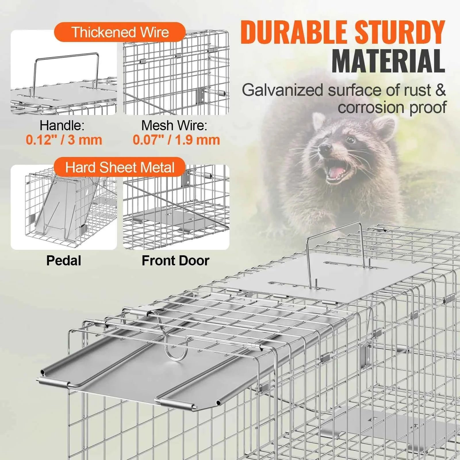 SucceBuy Live Animal Cage Trap - 24x8x8" Folding Humane Trap