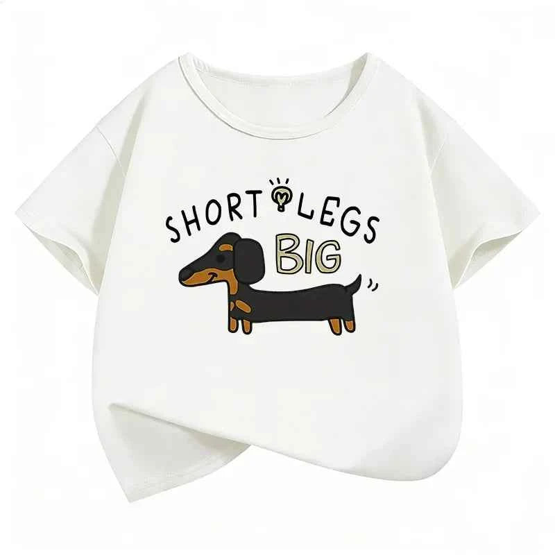 Fashion Dachshund Dog Design T-Shirt Printed T Shirt Boys Girls Summer Clothes Short Sleeve Tops T-Shirts Cute Clothing Kids
