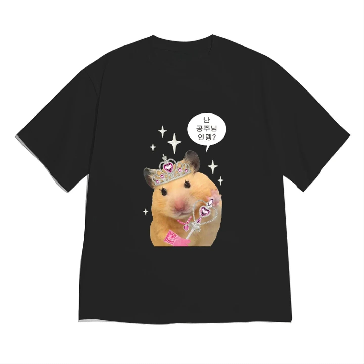 Funny Hamster Princess Meme Graphic T-Shirt for Women Girls Fashion Casual Short Sleeve Cute Y2k Tee Korean Style Versatile Tops