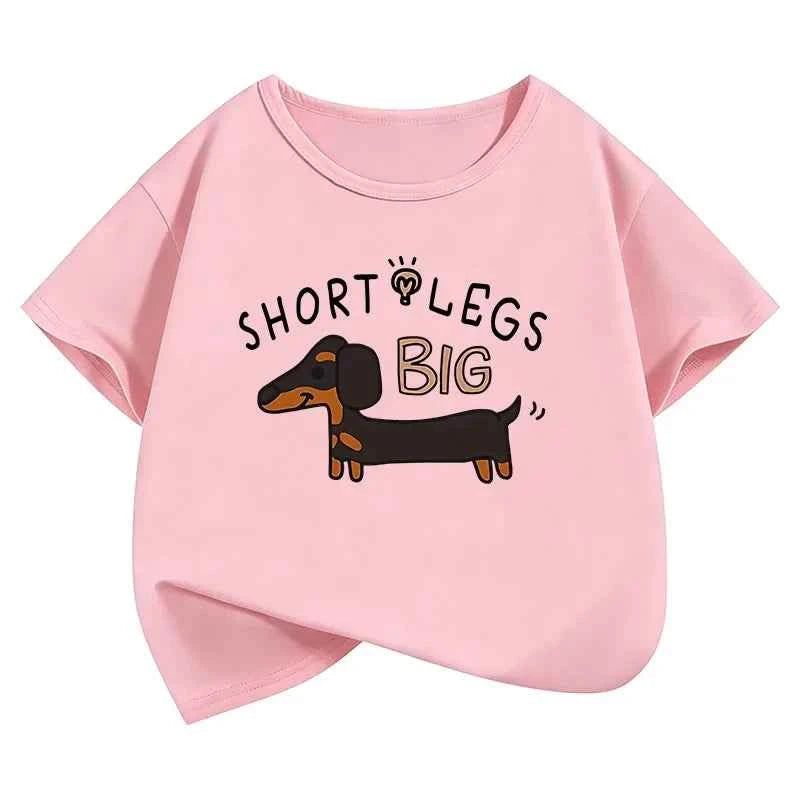 Fashion Dachshund Dog Design T-Shirt Printed T Shirt Boys Girls Summer Clothes Short Sleeve Tops T-Shirts Cute Clothing Kids