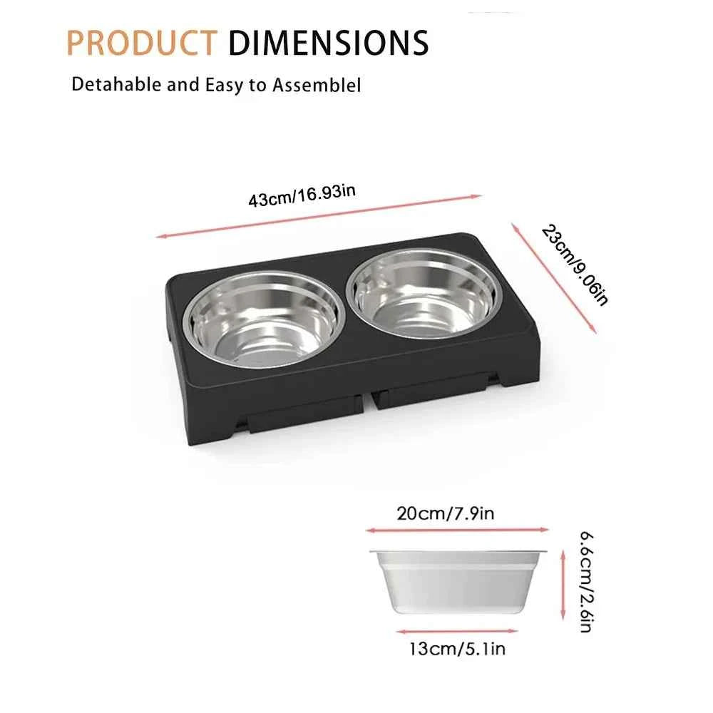 Adjustable Raised Dog Feeder with Double Stainless Steel Bowls