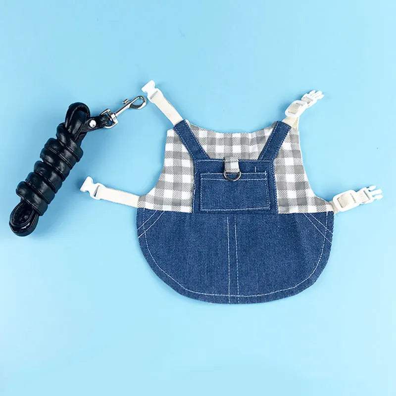 Walking Small Animals Pet Harness for Chinchillas Rabbits Denim Bunny Guinea Pig Rabbit Holland Lops Leash mascotas Accessories