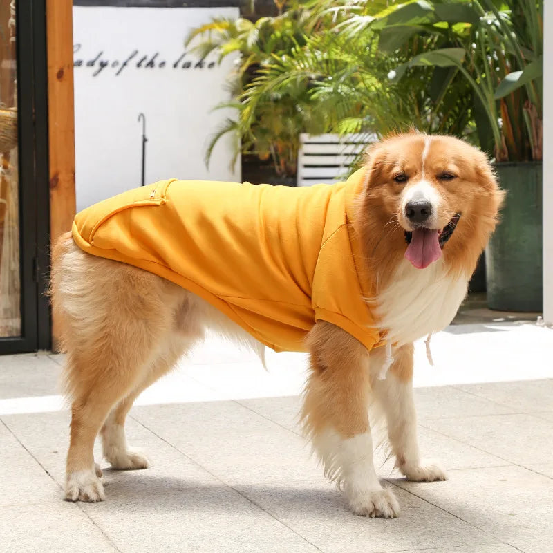 Pet Hoodies for Large Dogs Spring and Autumn Fleece Golden Retriever Sweatshirt with Hat and Zip Pocket Pet Clothing