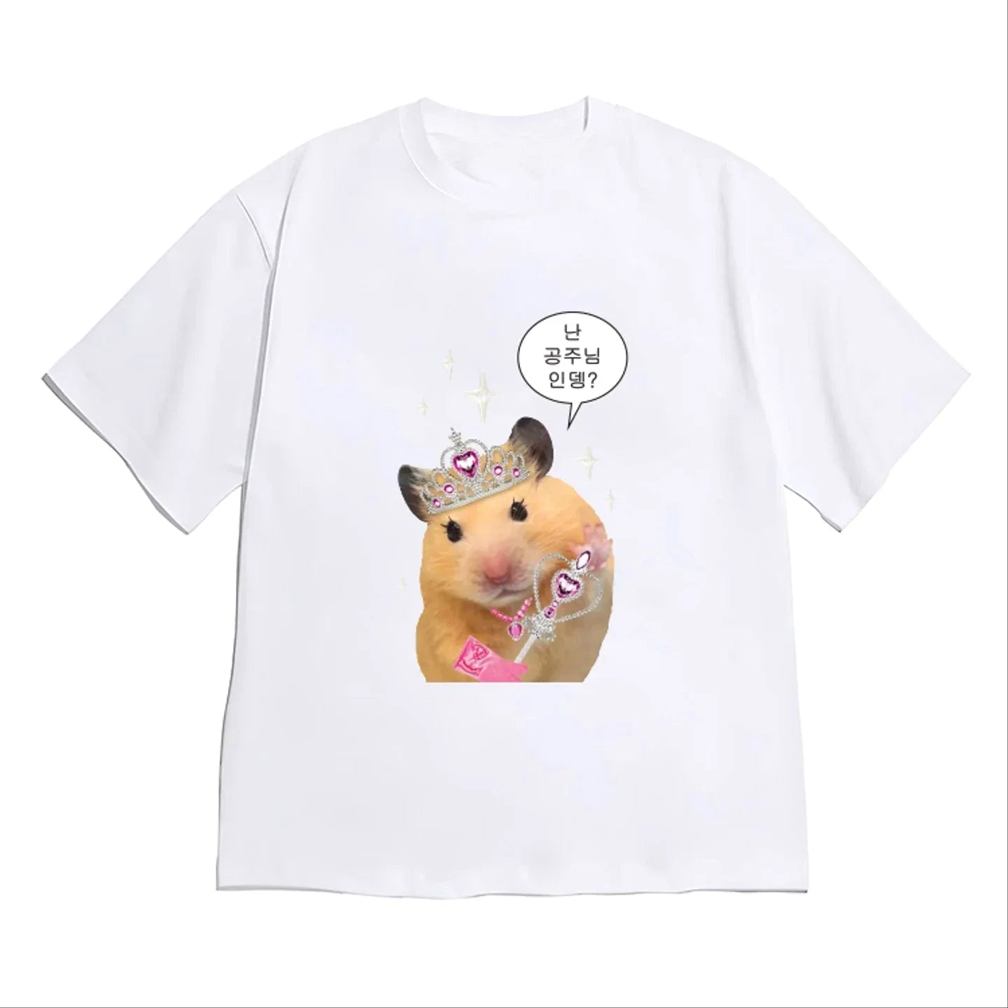 Funny Hamster Princess Meme Graphic T-Shirt for Women Girls Fashion Casual Short Sleeve Cute Y2k Tee Korean Style Versatile Tops