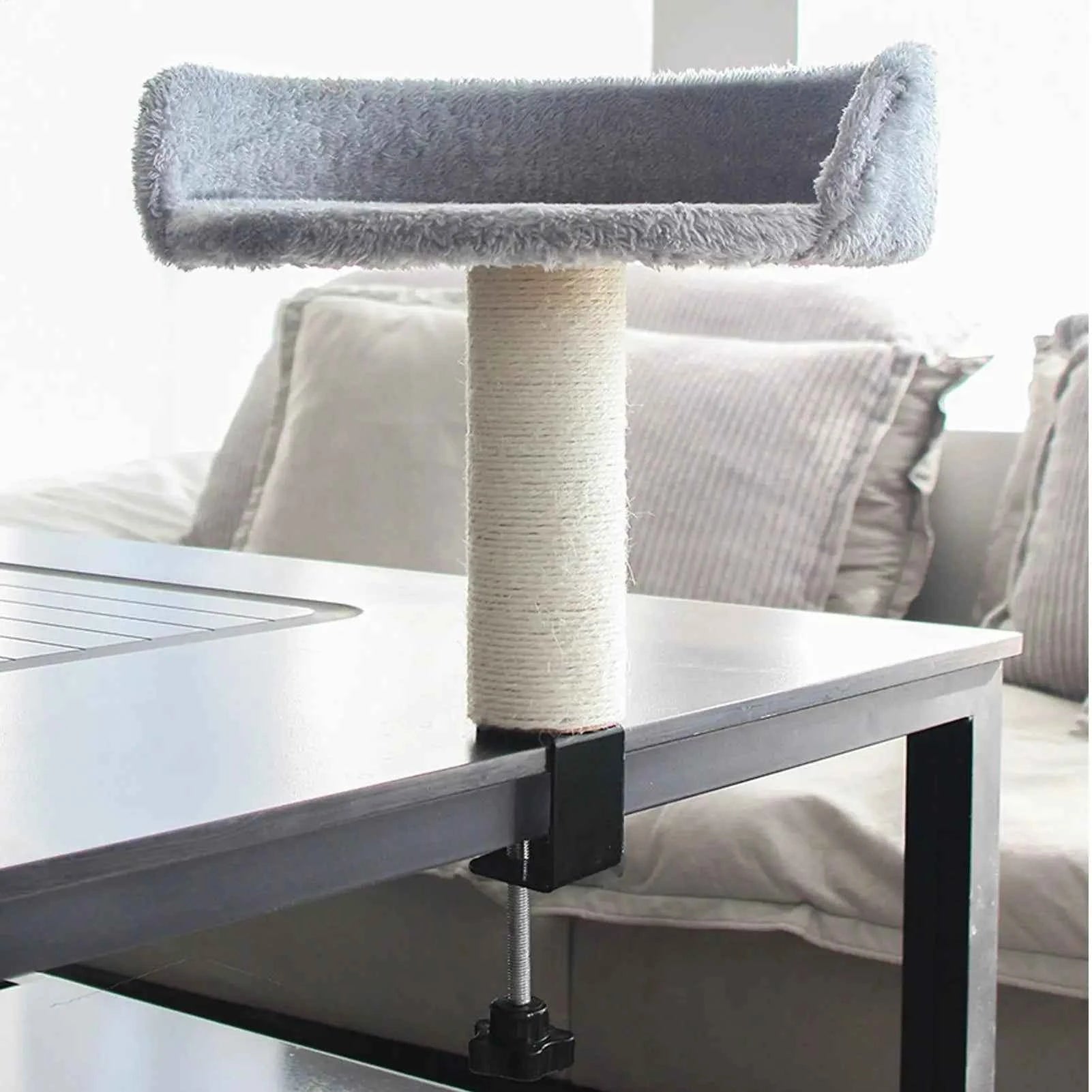 Desk Clamp Cat Bed 360 Rotating Adjustable Soft Nest Desktop Kitten Bed Attachment Cat Desk Bed for Kittens Pets Animals Indoor