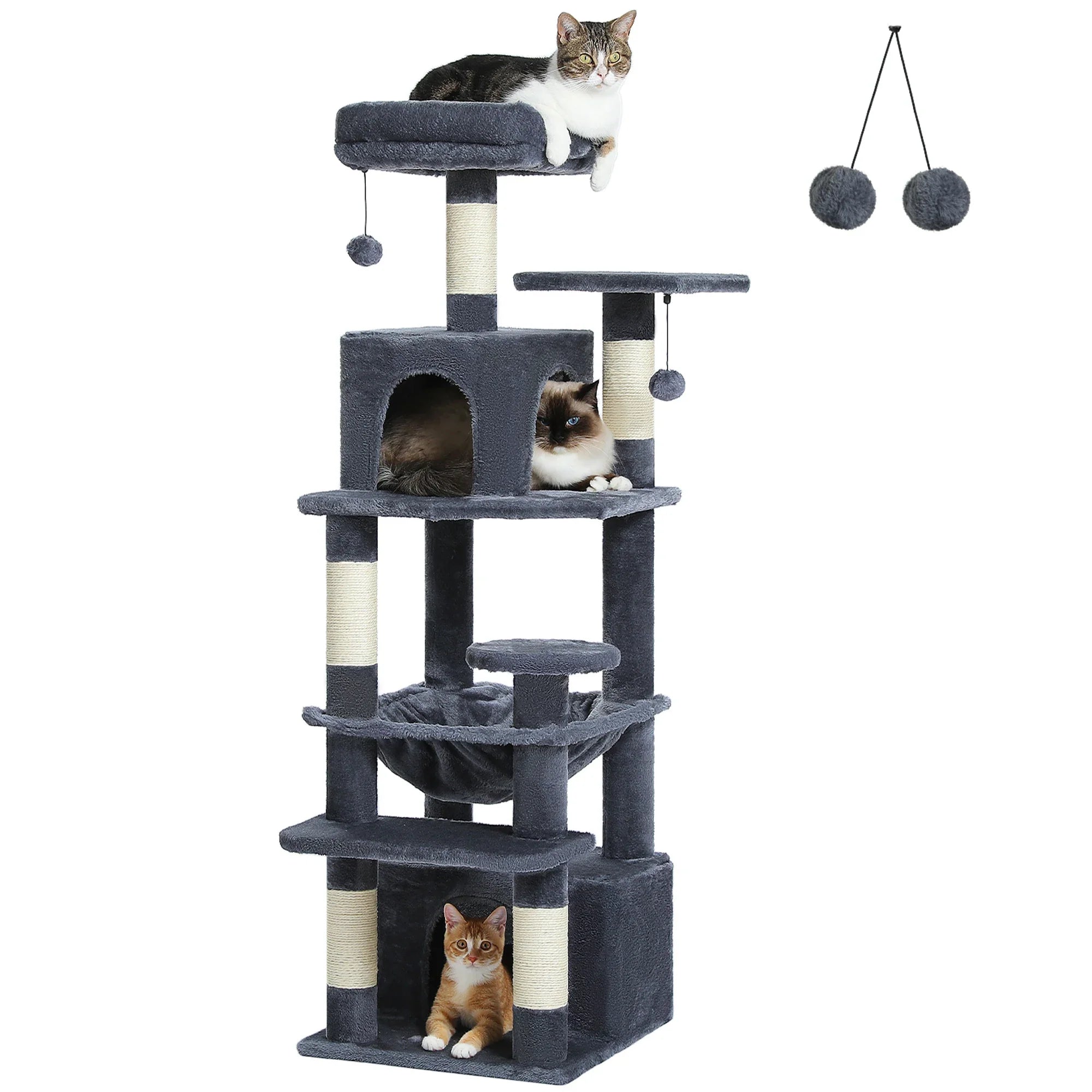 PAWZ Road 72" Large Cat Tree Tower with Hammock and Condo