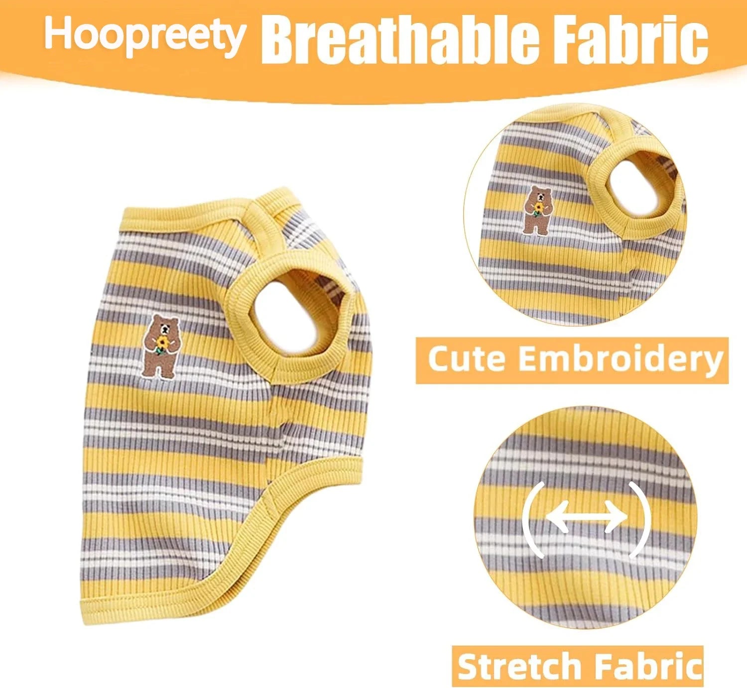 Dog Shirts Cotton Striped Puppy Sleeveless T-Shirts Spring Autumn Clothes for Small Dogs, Soft Breathable Stretchable Doggy Tee