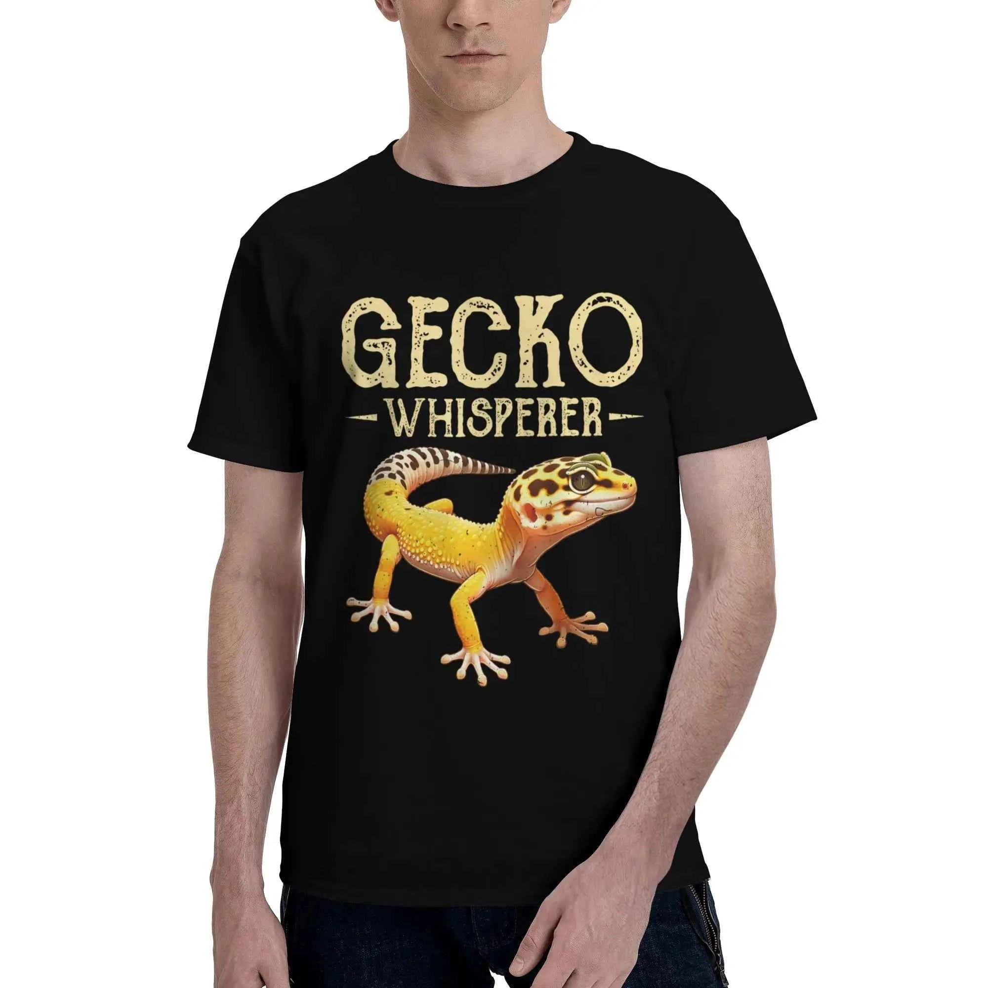 Gecko Whisperer Lizard Reptile Lover Cute Leopard Gecko Men T-Shirt Clothes Tees Short Sleeve fugees 100% Cotton