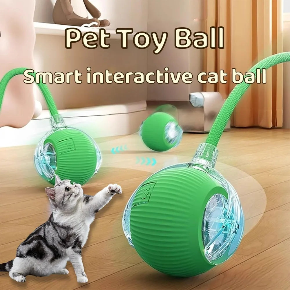 Pet Toy Ball with Tail Rope,Smart Automatic Pet Chase Ball Toy, Upgraded Speedy Tail Kitten Toy for Bored Indoor Adult Pets