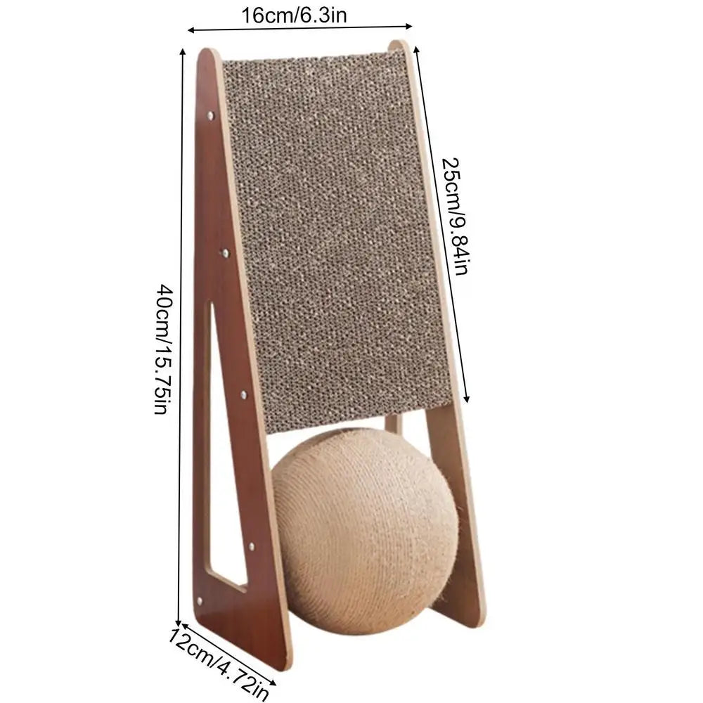 Natural Sisal Cat Scratcher Toy with Ball - 15.75" Durable Board
