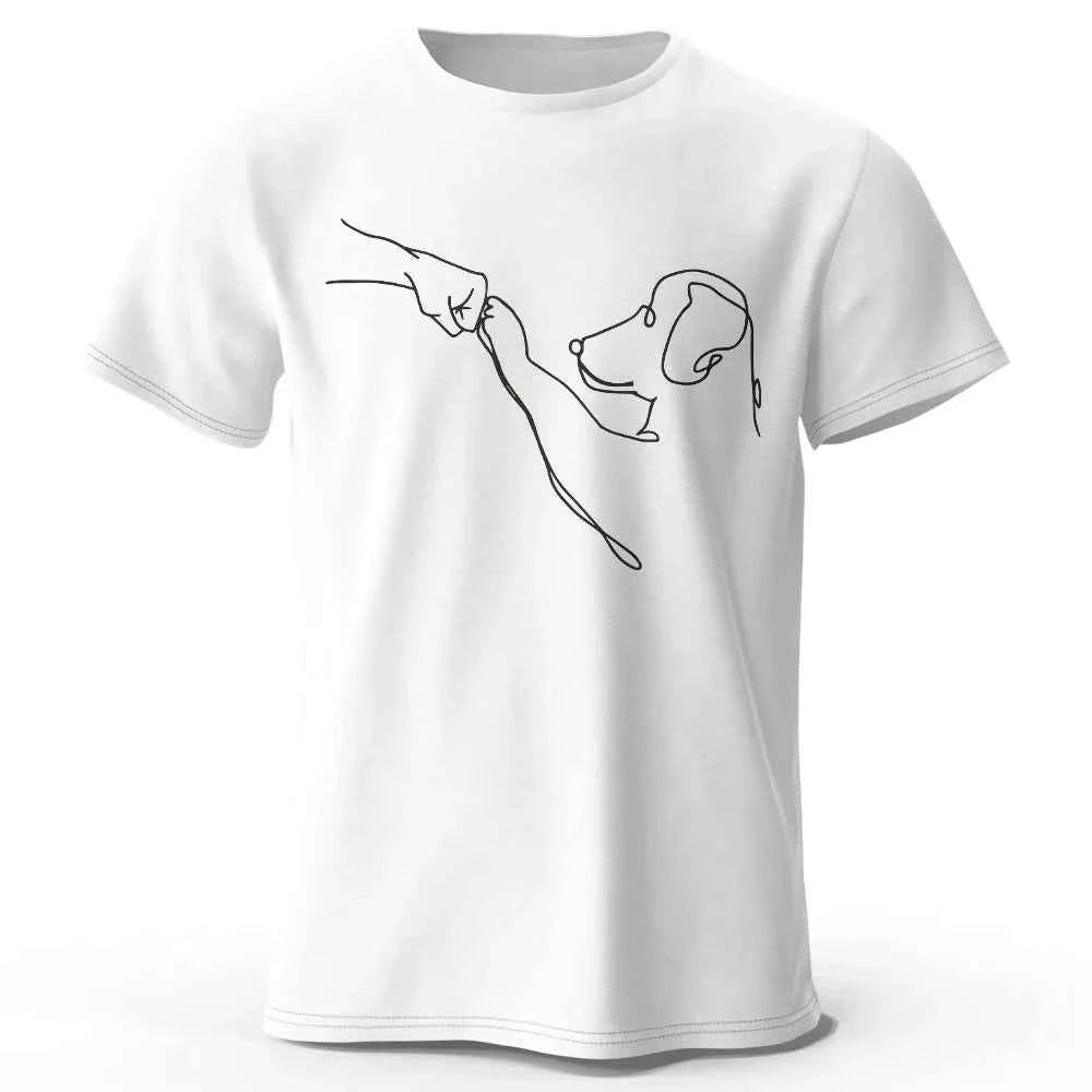 The Dog Friend Printed Modern Minimalist 100% Cotton T-Shirt, Lightweight Round Neck Short Sleeve Tee, Unisex Everyday Wear